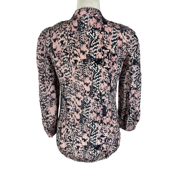 See by Chloe Button Down Silk Blouse 3/4 Sleeve Roped Shoulder Collarless Size 2 - Picture 3 of 6